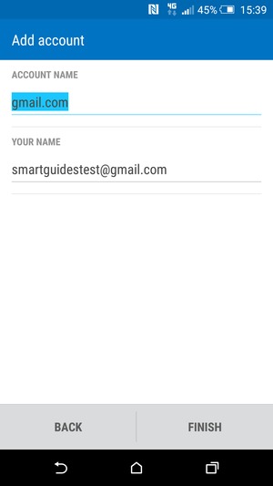 Give your account a name and enter your name. Select FINISH
