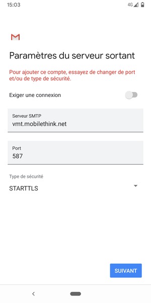 Sélectionnez Type de sécurité