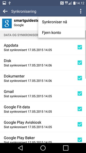 Velg Synkroniser nå