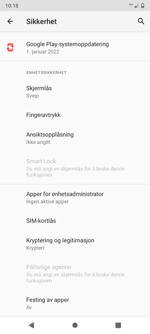 Bla til og velg SIM-kortlås