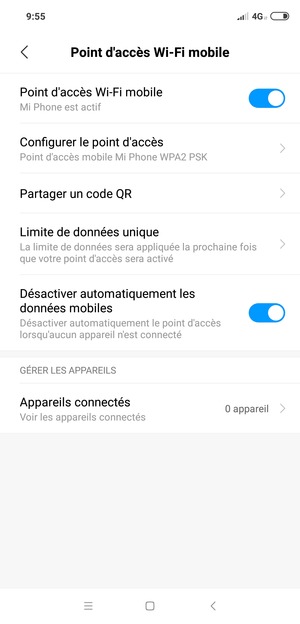 Votre téléphone est maintenant configuré pour être utilisé comme modem