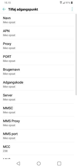 Indtast internet-oplysninger