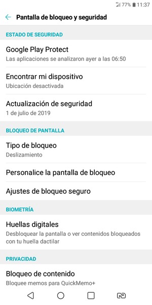Seleccione Tipo de bloqueo