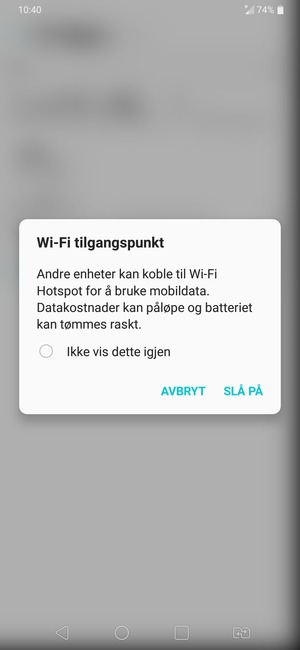 Velg SLÅ PÅ