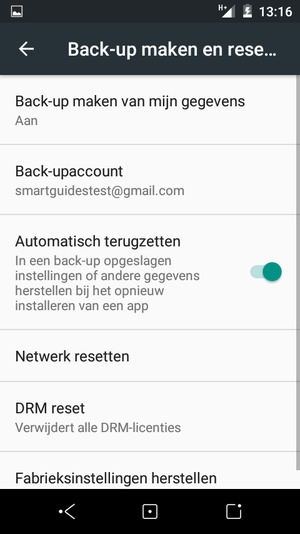 Selecteer Back-upaccount