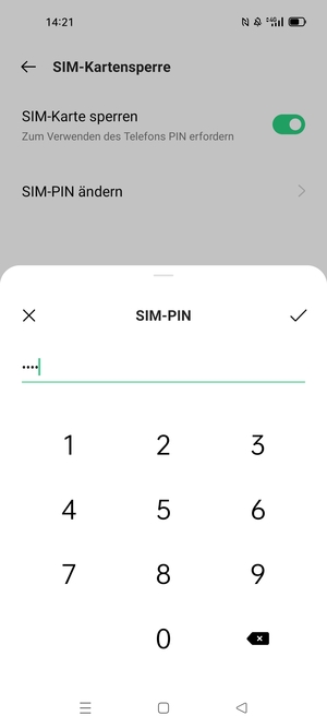 Geben Sie Ihre Neue PIN für die SIM-Karte ein und wählen Sie OK