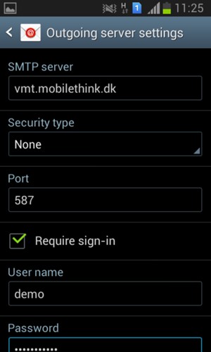 Enter Outgoing server address