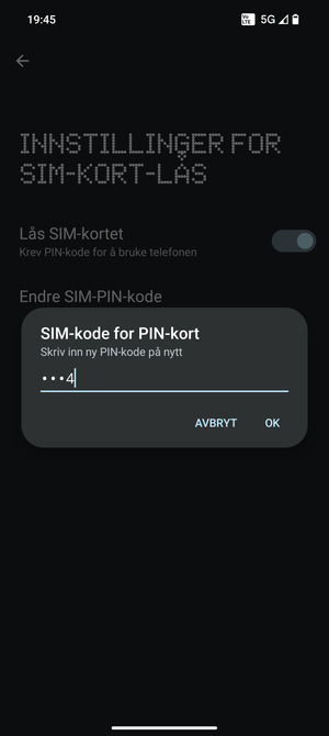 Bekreft din nye PIN-kode og velg OK