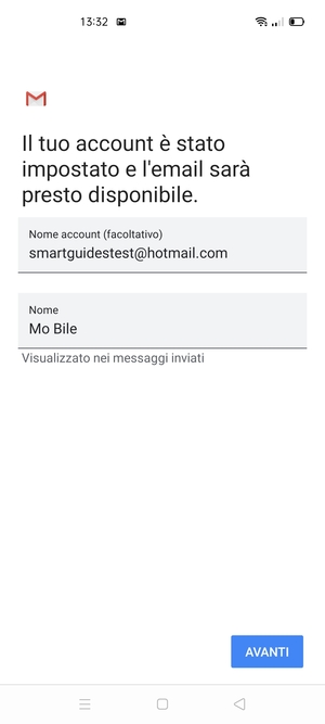 Scegli un nome per il tuo account e inserisci il tuo nome. Seleziona AVANTI