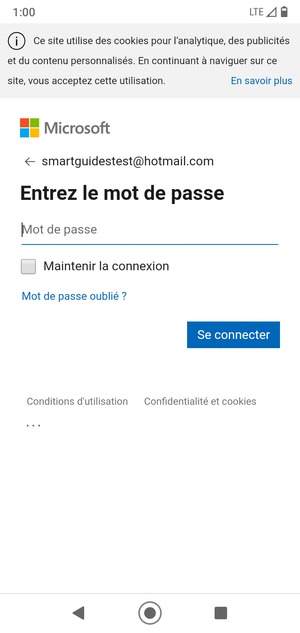 Saisissez votre mot de passe et sélectionnez Se connecter