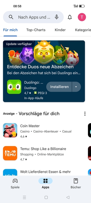 Wählen Sie die Suchleiste