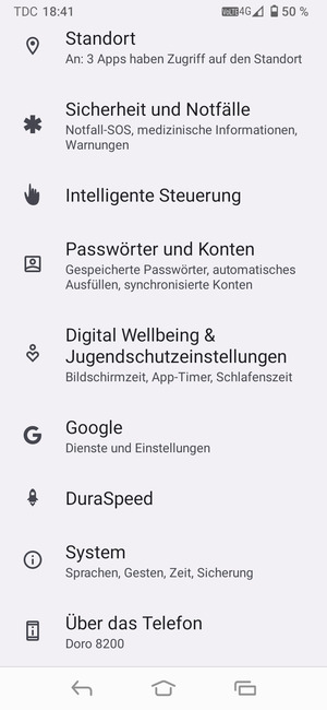 Scrollen Sie und wählen Sie System