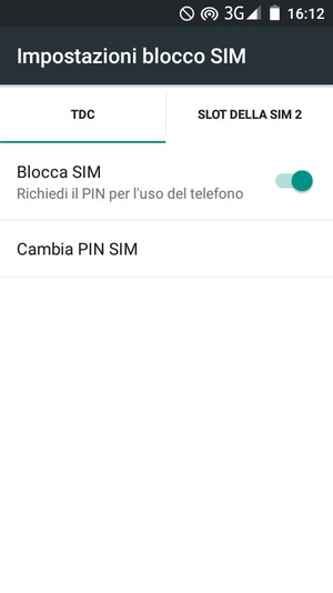 Seleziona Cambia PIN SIM