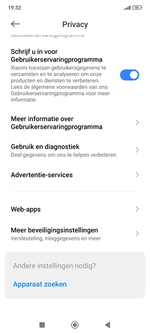 Scroll naar en selecteer Meer beveiligingsinstellingen