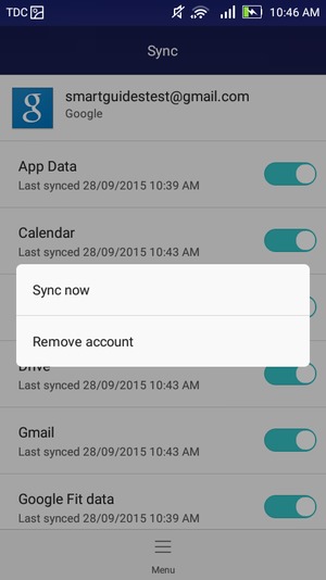 Select Menu and Sync now
