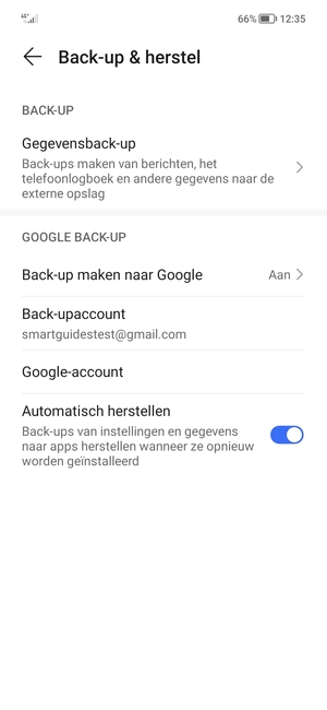 Selecteer Back-upaccount