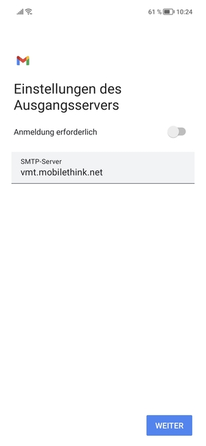 Schalten Sie Anmeldung erforderlich aus und wählen Sie WEITER