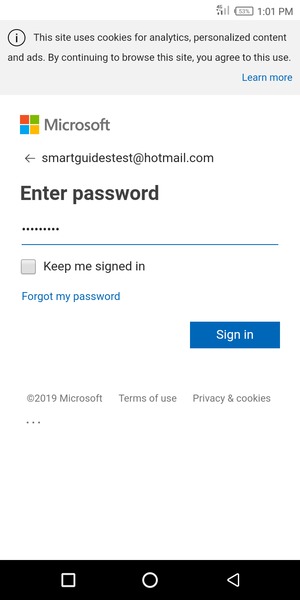 Enter your password and select Sign in