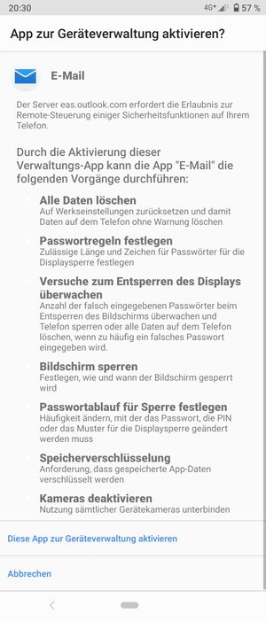Wählen Sie Diese App zur Geräteverwaltung aktivieren