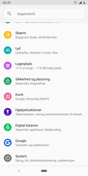 Scroll til og vælg System