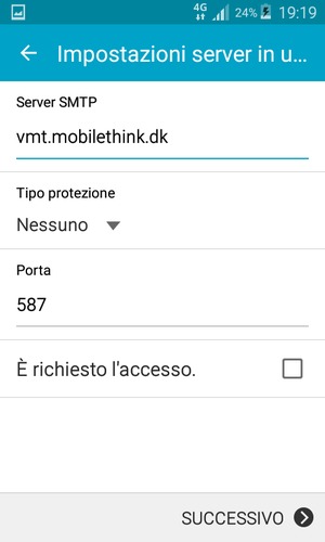 Deseleziona la casella di controllo È richiesto l'accesso. e seleziona SUCCESSIVO