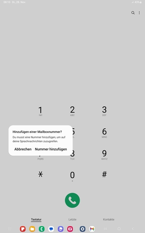 Falls Ihre Voicemail nicht eingerichtet ist, wählen Sie Nummer hinzufügen