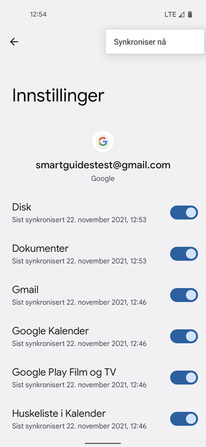 Velg Synkroniser nå