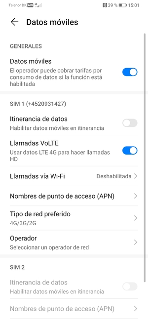 Para cambiar la red en caso de problemas de conectividad, seleccione Operador