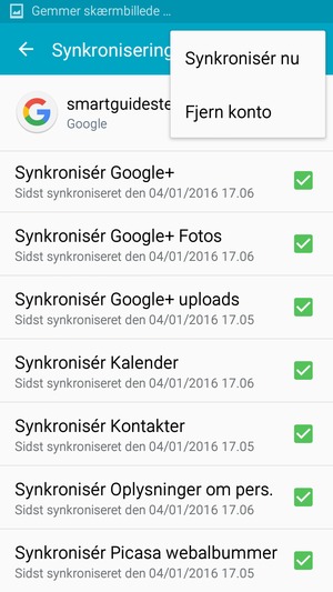 Vælg Synkronisér nu