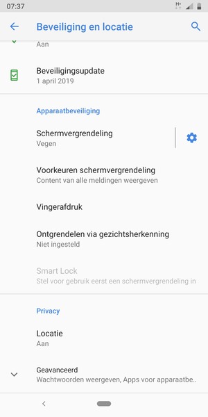 Scroll naar en selecteer Geavanceerd