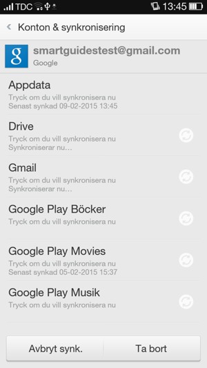 Din information kommer att synkroniseras