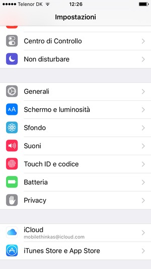 Torna al menu Impostazioni e seleziona Batteria