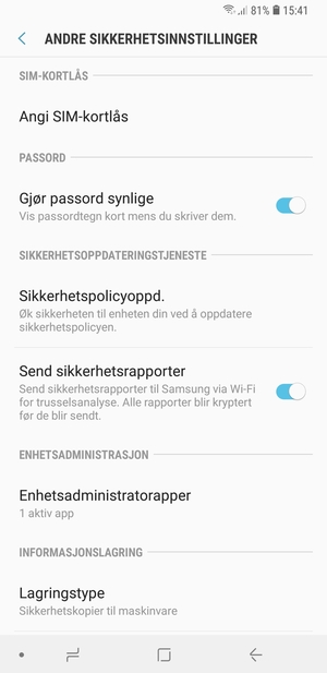 Velg Angi SIM-kortlås