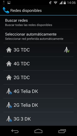 Seleccione un operador de red de la lista