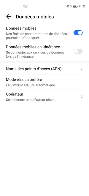 Pour changer de réseau en cas de problèmes de réseau, sélectionnez Opérateur