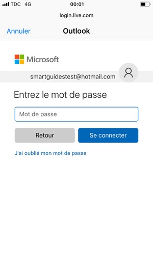 Saisissez votre mot de passe et sélectionnez Se connecter