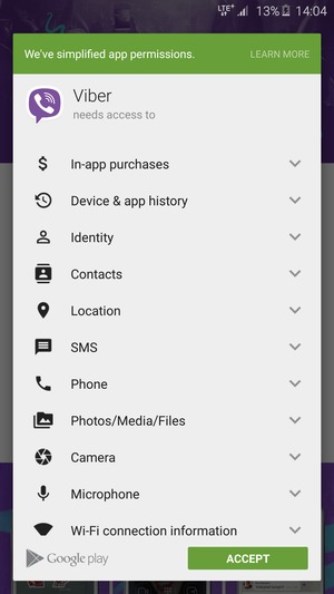 Select ACCEPT