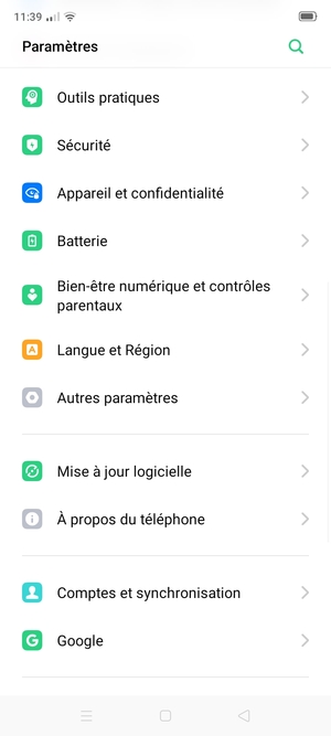 Faites défiler et sélectionnez Autres paramètres