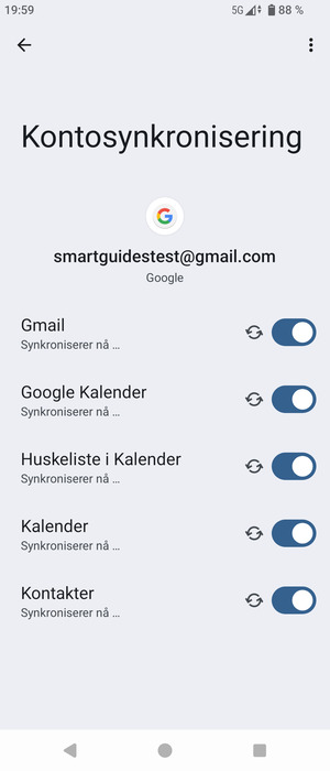 Din informasjon blir synkronisert