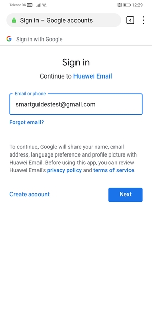 Enter your Gmail address and select Next