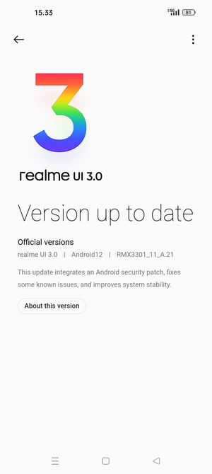 If your phone is up to date, you will see the following screen