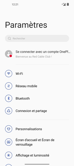 Sélectionnez Réseau mobile