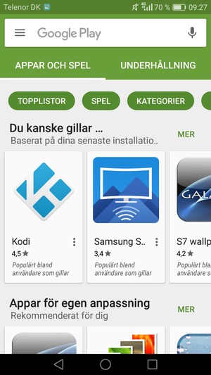 Tryck på sökfältet