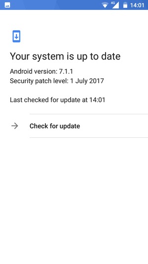 If your phone is up to date, you will see the following screen