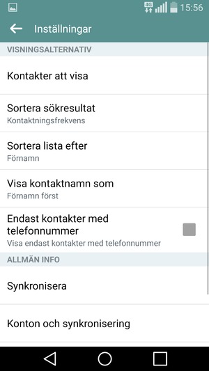 Välj Konton och synkronisering