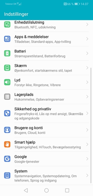 Scroll til og vælg Sikkerhed og privatliv
