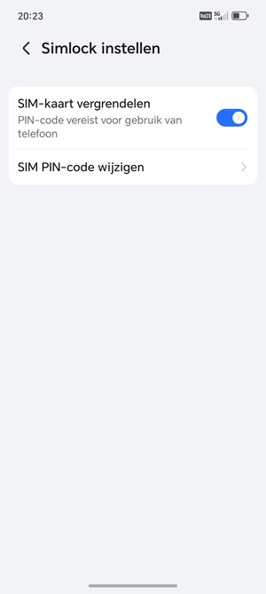 Selecteer  SIM PIN-code wijzigen