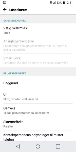 Vælg Vælg skærmlås