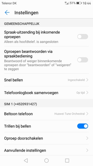 Scroll naar SIM 1 of SIM 2 en selecteer Aanvullende instellingen