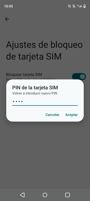 Confirme Nuevo PIN y seleccione Aceptar